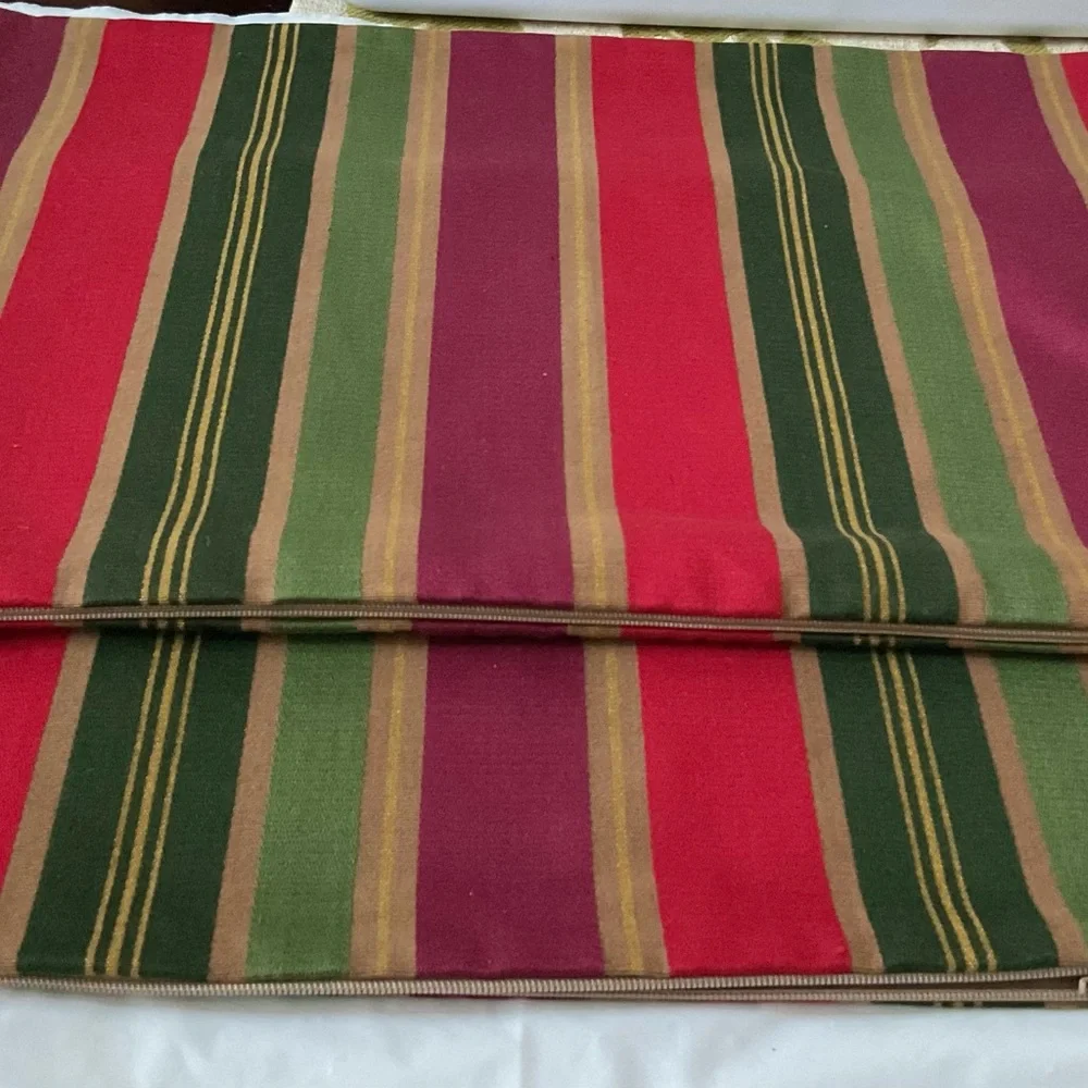 CRATE & BARREL Natale Multicolor Stripes Pillow Covers 12X18 Set of 2 -New